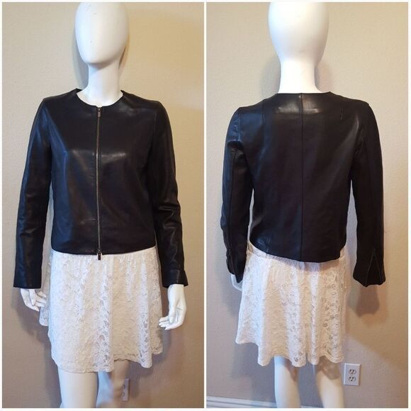 Vince Collarless Leather Jacket Size Sm - Picture 2 of 8